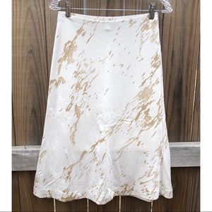 THREE DOTS White & Gold Printed Knee Length Skirt